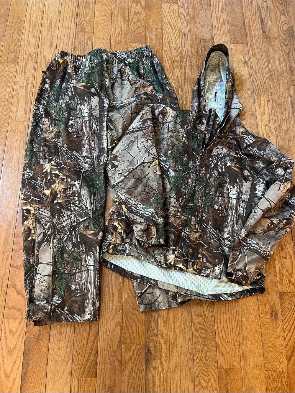 FROGG TOGGS Realtree Brown Camo Rain Resistant Hooded Jacket & Pants Set Men XL